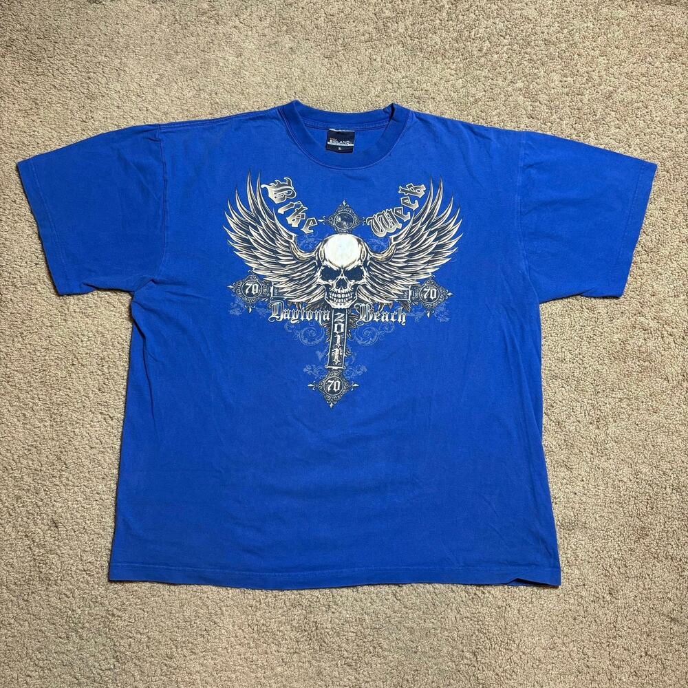 Bike‎ Wear Daytona Beach 2011 T Shirt Blue Sz XL Bigland Preowned